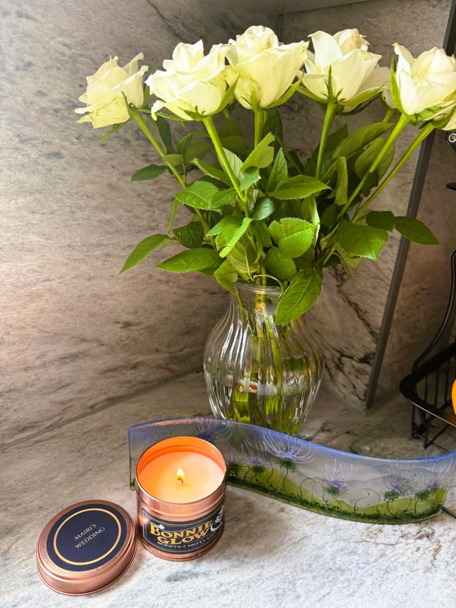 Mairi's Wedding luxury Scottish candle with floral scent by Bonnie Glow