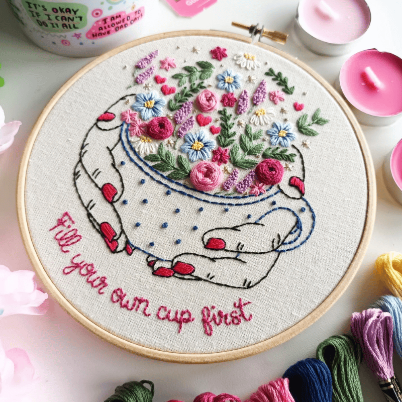 DIY embroidery kit for beginners - Fill your cup
