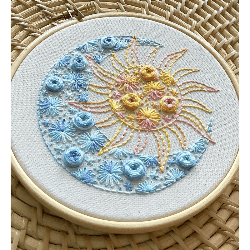 DIY embroidery kit for beginners - Sun and moon