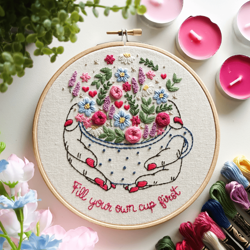 DIY embroidery kit for beginners - Fill your cup