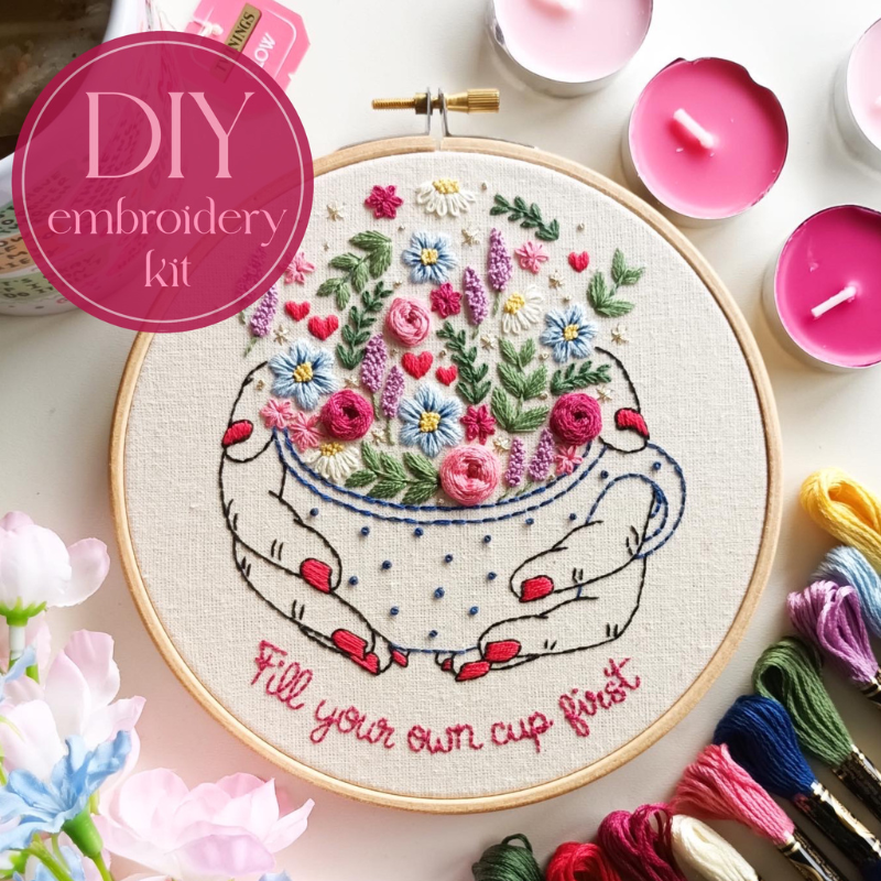DIY embroidery kit for beginners - Fill your cup