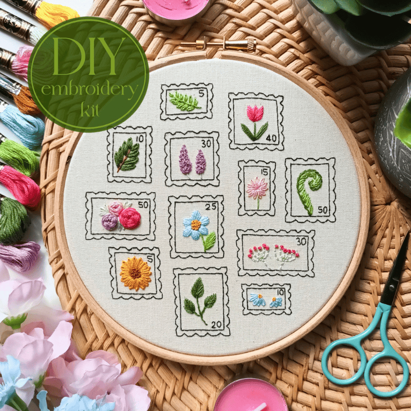 DIY embroidery kit for beginners - Botanical stamps