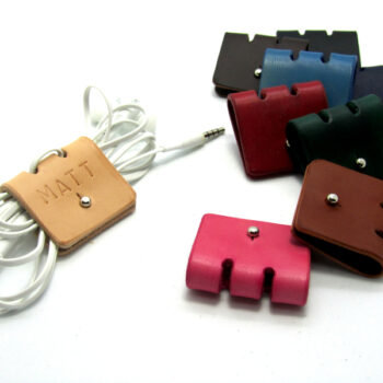 Personalised handmade Leather Cable Organizer