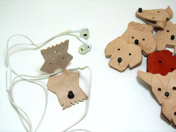 Upcycled Leather Dog Cable Organiser, handmade Cable tidy