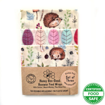 Beeswax Food Wraps | Set of 3 | Hedgehogs
