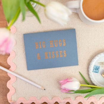 Letterpress Big Hugs and Kisses - Valentine - Friendship Appreciation Card