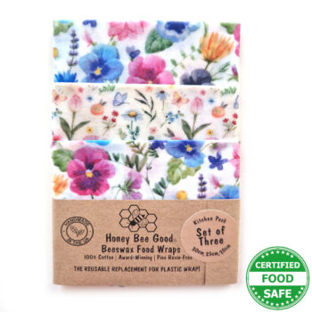 Beeswax Food Wraps | Set of 3 | Pansies