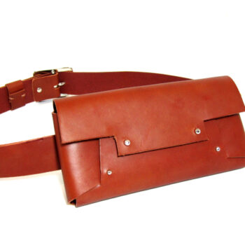 Leather waist bag with removable belt part